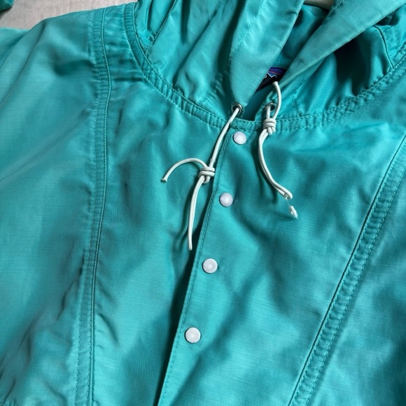 Patagonia Vintage Men Teal Blue Snap 1/4 Zip Hooded Jacket Size L - Picture 7 of 9